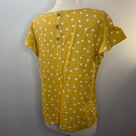 Ellen Tracy Women's Mod Dot Marigold Linen Shirt - Size Medium - NWT - Picture 3 of 4